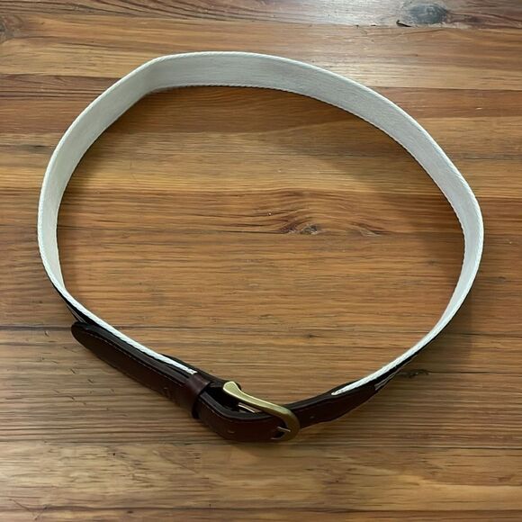 The Royal Standard TRS Black & Gold Ribbon Belt Brass Buckle Mens Size 38? - Picture 8 of 9